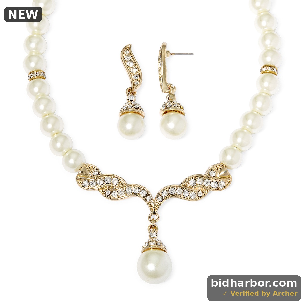Monet Jewelry Y Necklace and Drop Earring Womens Simulated Pearl Hypoallergenic 2-pc. Jewelry Set, One Size, White
