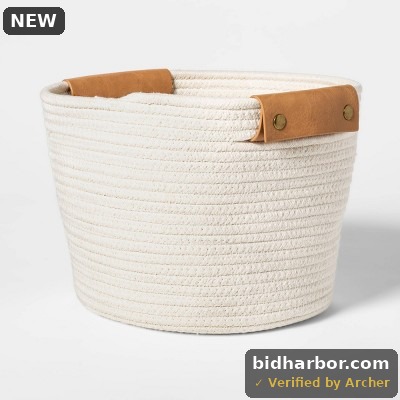 11" Decorative Coiled Rope Basket Cream - Brightroom™: Oval Storage with Handles, Fits 11 Inch Cube System