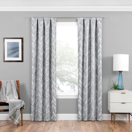 Eclipse Haley Thermal Insulated Single Panel Rod Pocket Darkening Curtains for Living Room  37 in X 84 in  Silver