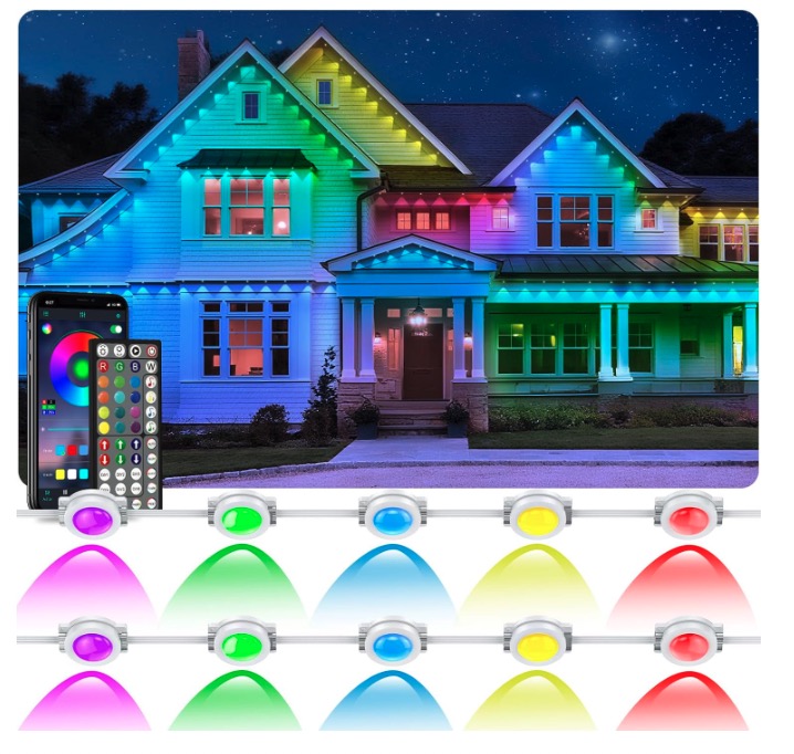 LETIANPAI 300FT Permanent Outdoor Lights,RGB Eaves Light with App Control Remote,DIY Scene Modes IP67 Waterproof Under Eave Lighting,Outdoor Lights for Decor,Garden Decor,House,Party,Holiday