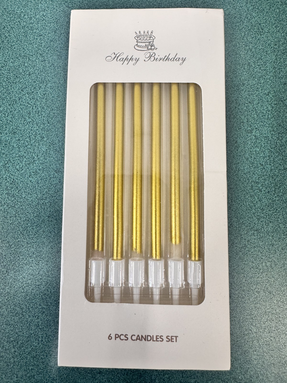 6 Pack Silver Birthday Long Thin Candles, Cake Candles, Tall Slender, Elegant