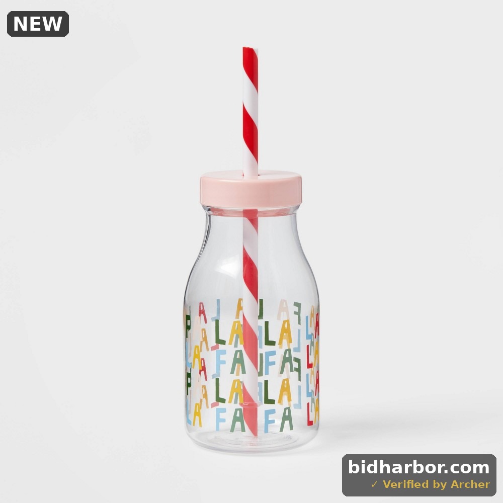12oz Plastic FaLaLaLaLa Milk Jug with Straw - Wondershop