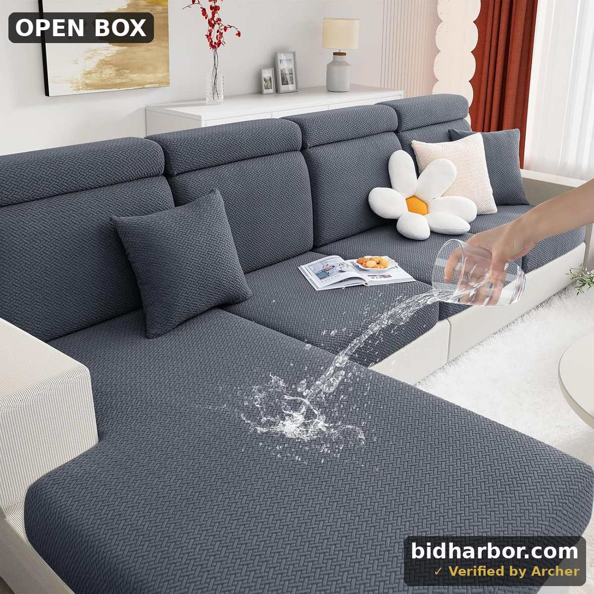 hyha Waterproof Couch Cushion Covers, Wear Resistant Couch Cover, Anti Slip Sofa Slipcovers Washable, Soft Thick Jacquard Furniture Protector for Pets Dog (3 Packs, Grey)