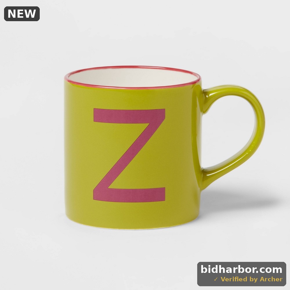 16oz Stoneware Monogram Mug 'Z' Yellow - Opalhouse™: Bohemian Initial Drinkware, Microwave & Dishwasher Safe