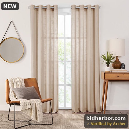 Fieldcrest Arden Solid Cotton Sheer Grommet Top Single Curtain Panel, One Size, Beige