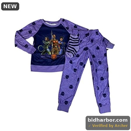 Black Panther Girl S Wakanda Forever 3-Piece Flannel Pajama and Sock Set (Medium 8)