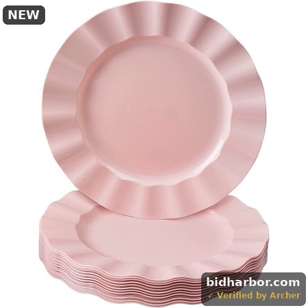 Elegant Plastic Plates for Party with Scalloped Rim (10 PC)  Disposable Heavy-Duty Dinner Plates for Wedding Reception - 11.25”  Fancy Plastic Dinnerware Sets for Baby Shower  Birthday & Events - Pink - Pack of 10