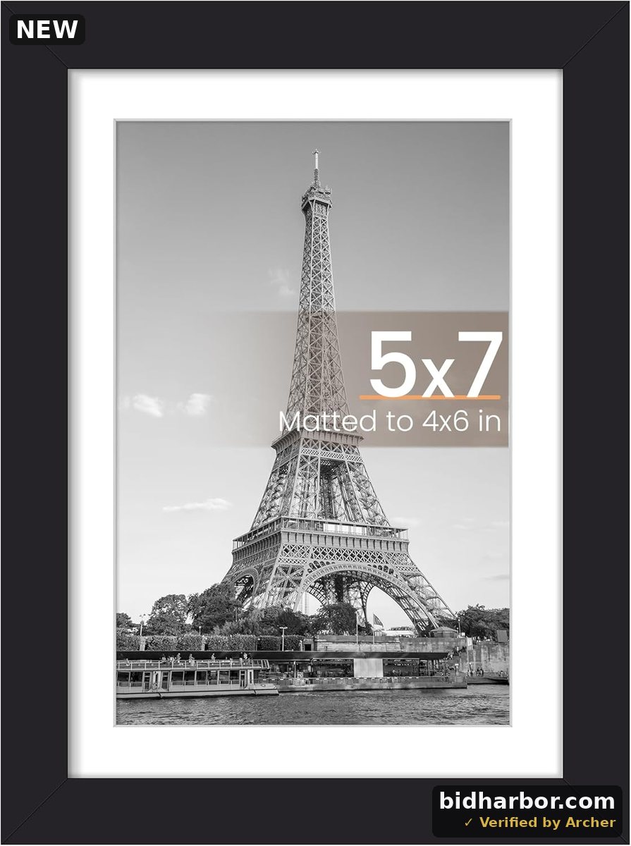 upsimples 5x7 Picture Frame, Display Pictures 4x6 with Mat or 5 x 7 Without, Wall Hanging Photo Frames, Black, 1 Pack
