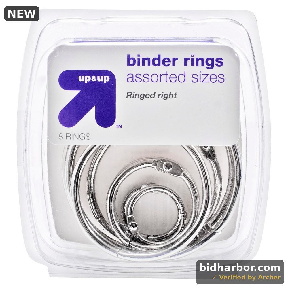 8ct Binder Rings - up&up™: Metal Book Rings for Index Cards, Silver Clips and Fasteners, 2.25" Width, 4.16" Height