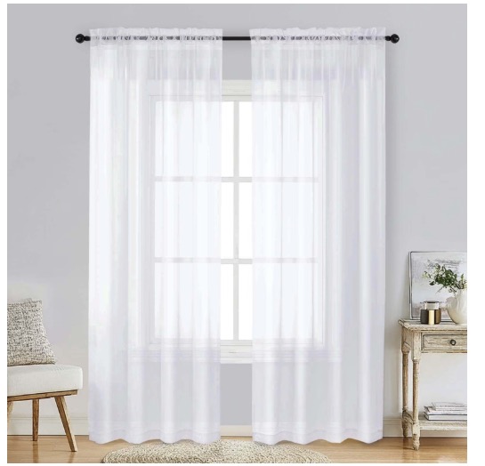 R Home Sheer Crushed Voile Grommet Curtain Panel, 50 x 84 in. - Ivory