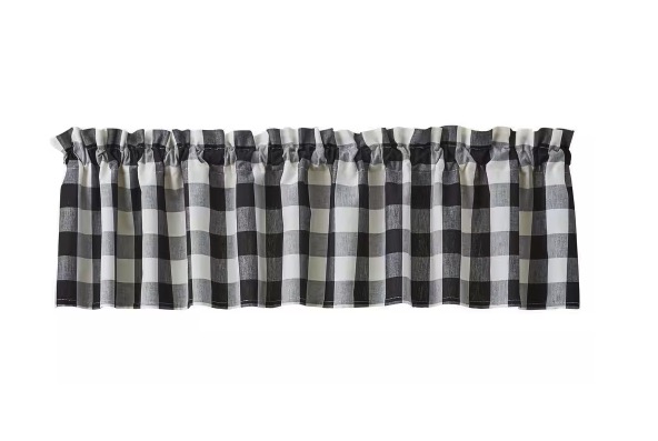 Black-and-White Checkered Window Valance, 54×15-Inch