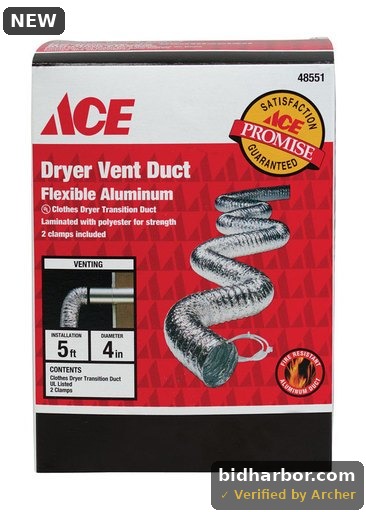 Ace 60 in. L X 4 in. D Silver Aluminum Dryer Vent Duct