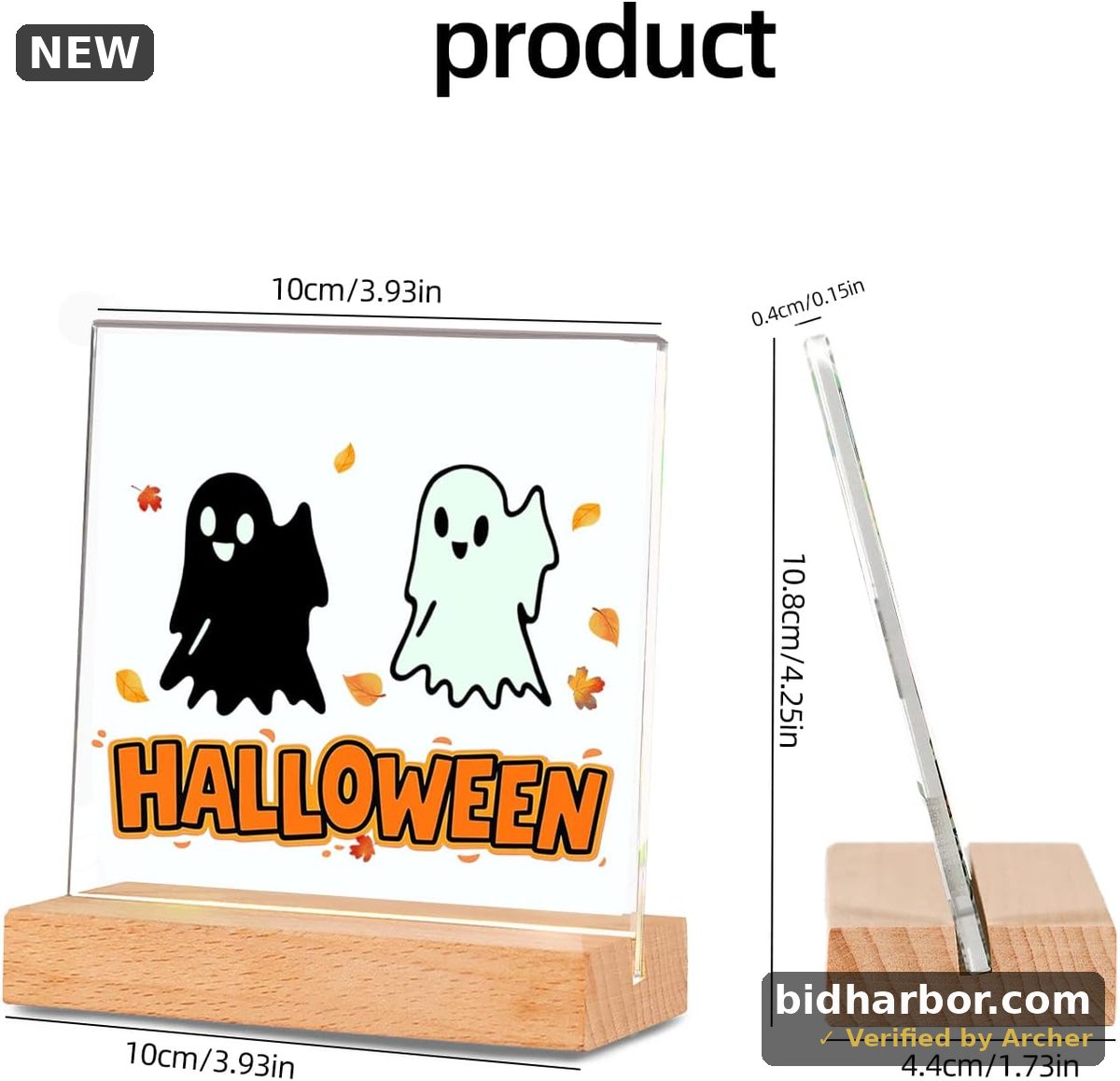 Halloween Sign Fall Decorations for Home Indoor Ghost Sign for Room Home Kitchen Mantel Tabletop Halloween Decor Gifts 3.94"