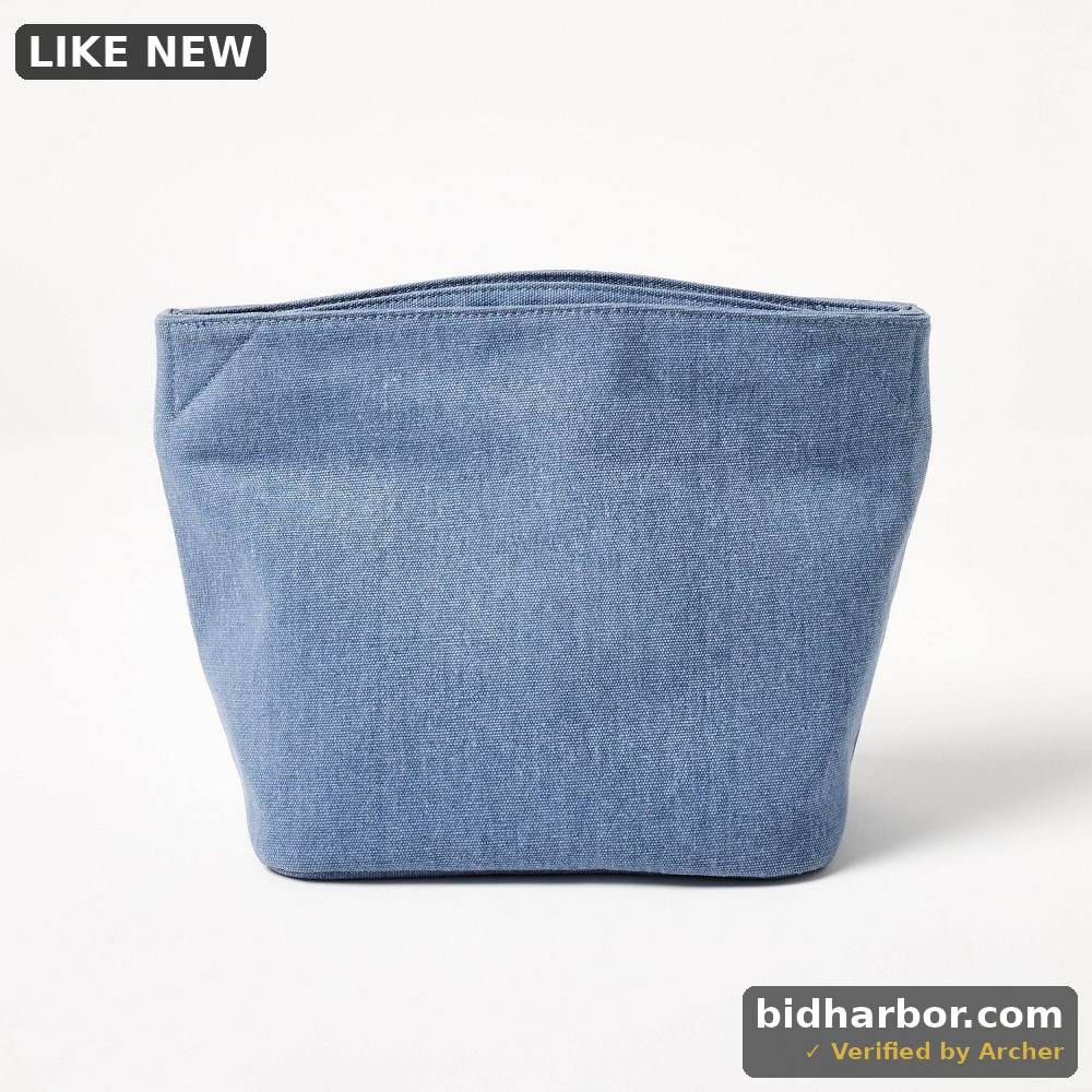 Cotton Lunch Tote Bag — Blue, Zipper Closure, 8.39 L