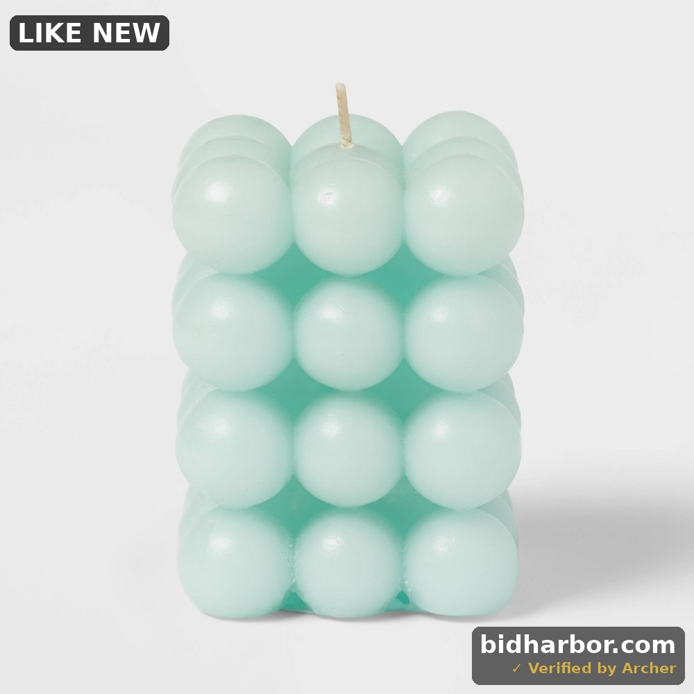 3.5" Unscented Bubble Sculpture Candle Pearl Blue 12oz - Bohemian Style, 30hr Burn Time