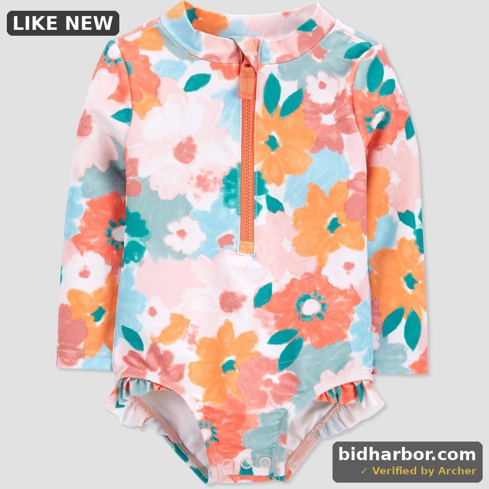 Carter's Just One You® Baby Girls' Floral Print Long Sleeve One Piece Rash Guard -