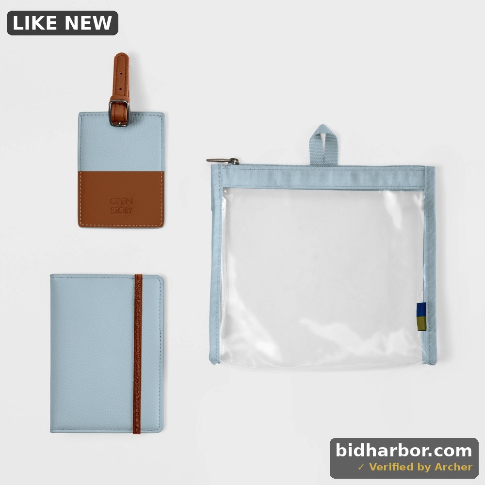 2pc Passport Cover & Luggage Tag Set Muddy Aqua/Amber Brown - Open Story™ - Pack of 2