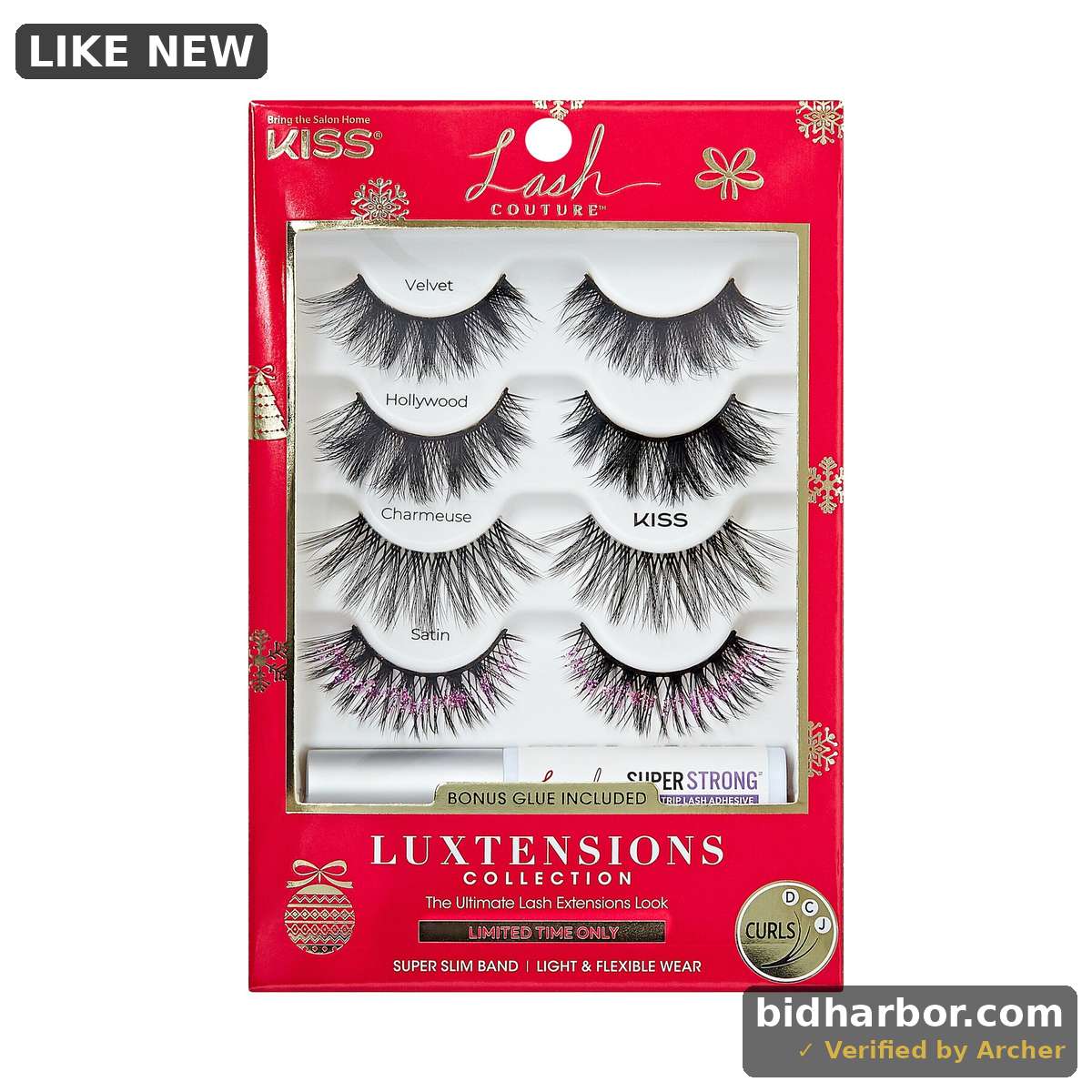 KISS Lash Couture LuXtensions Holiday Multipack Glitter Pink 4 Pairs & Clear Lash Glue
