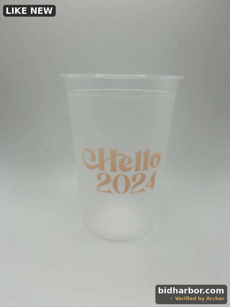 16 Oz Disposable or Reusable Cup "Hello 2024" 16 Count