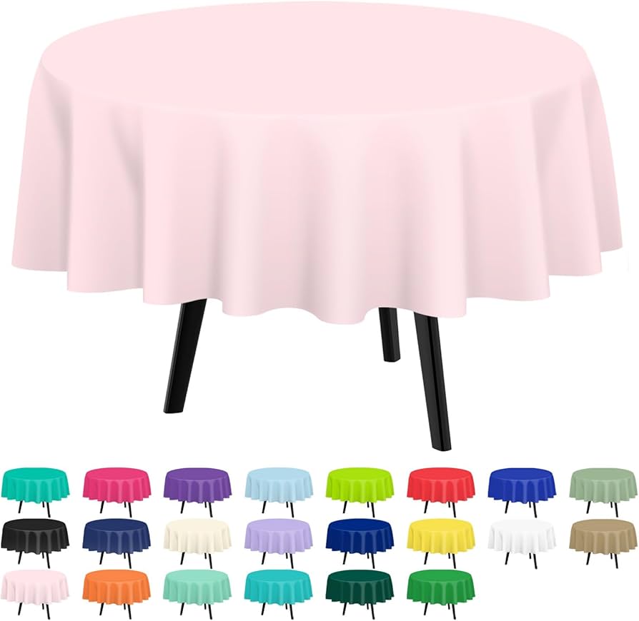 1 Pack of Round White Plastic Table Cloths — Pack of 1