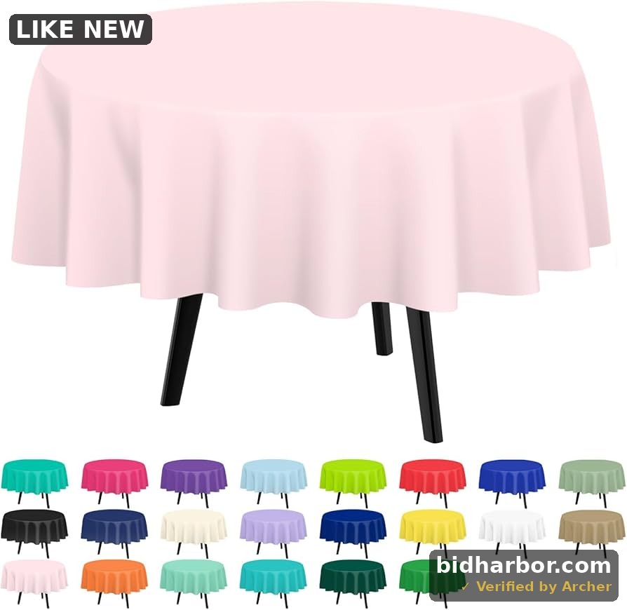 1 Pack of Round White Plastic Table Cloths — Pack of 1