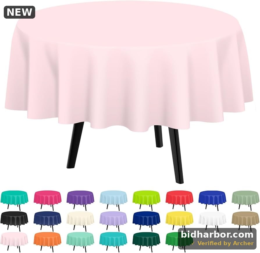 1 Pack of Round White Plastic Table Cloths — Pack of 1