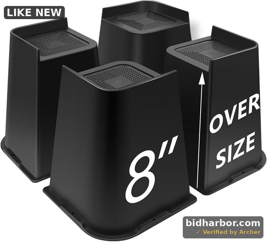 4 Pack 8" Bed Risers Black
