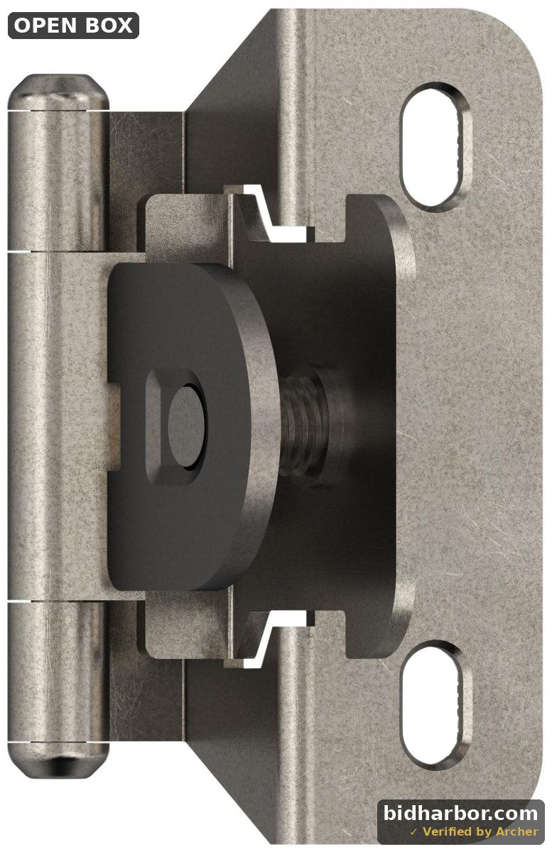 Amerock BP8715 Functional Hardware 1/4 Inch Overlay Wrap Cabinet Door Hinge with 105 Degree Opening Angle and Self Close Function - Pair Nickel
