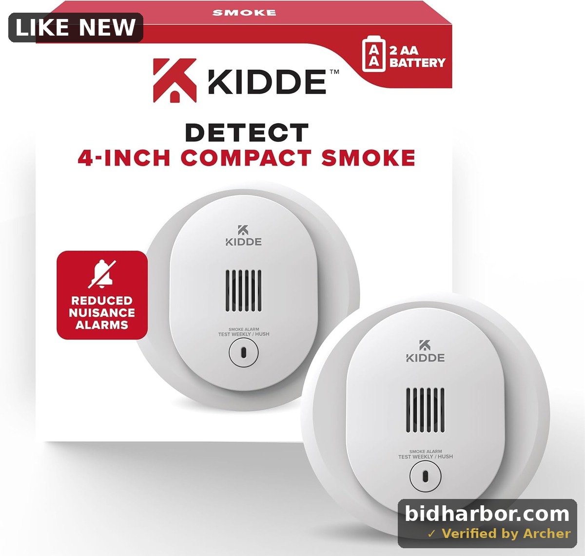 Kidde Smoke Detector, 4-Inch Compact, AA Battery Powered, 10SDR