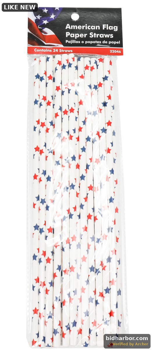 2337093 Assorted Color Patriotic Paper Straws - Case of 36