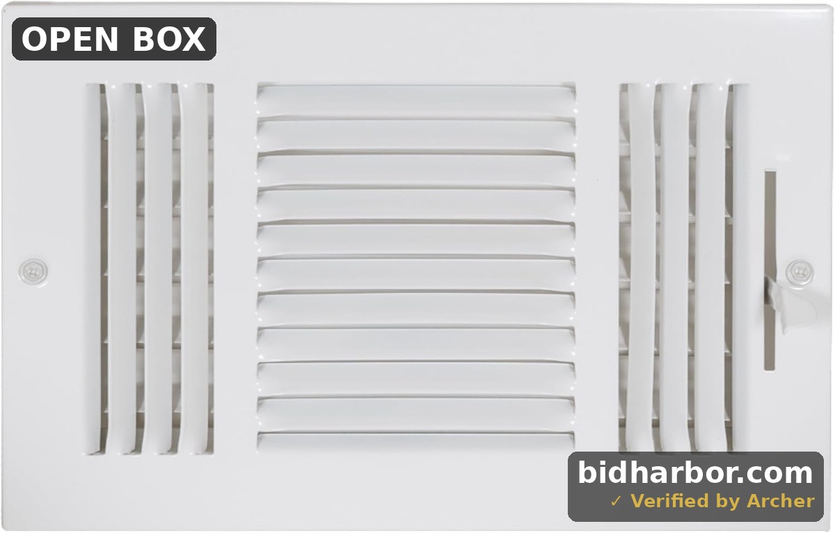 EZ-FLO 10 x 6 Inch (Duct Opening) Air Vent Cover for Wall or Ceiling, Three-Way Ventilation Register, Solid Steel HVAC Register Cover, White, 61614