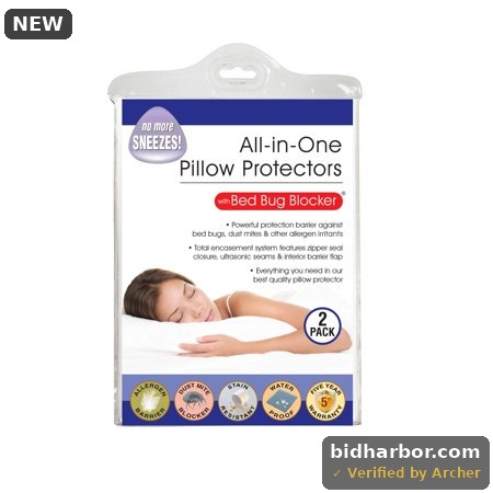 Fresh Ideas All-in-One Bed Bug Blocker 2-Pack Pillow Protector, Standard/Queen - White
