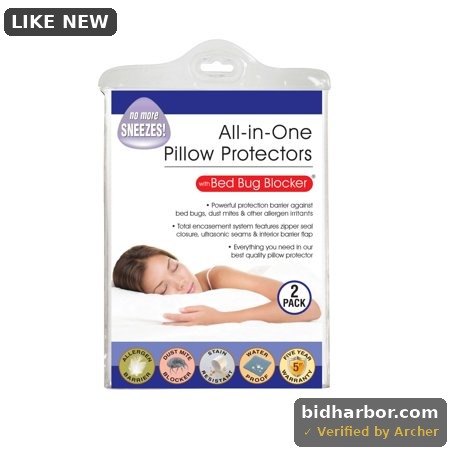 Fresh Ideas All-in-One Bed Bug Blocker 2-Pack Pillow Protector, Standard/Queen - White