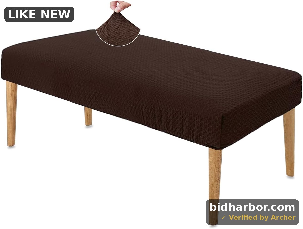 NeColorLife Bench Cover Jacquard Fabric Thick Stretchable Rectangle Bench Covers,Bench Slipcover,Bench Seat Protector Cover for Living Room, Bedroom, Kitchen（Large Size,Brown）