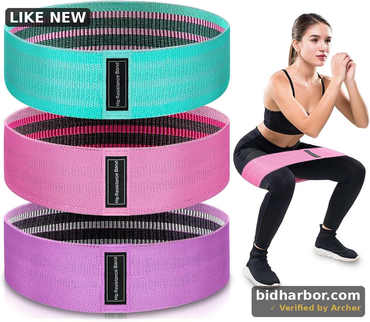 Exercise Bands, 3 Levels Fabric Resistance Bands for Working Out, Workout Bands Resistance for Women & Men, Multi-Colored Fabric Booty Bands for Leg Strength Training, Rehab, Yoga(Pink)