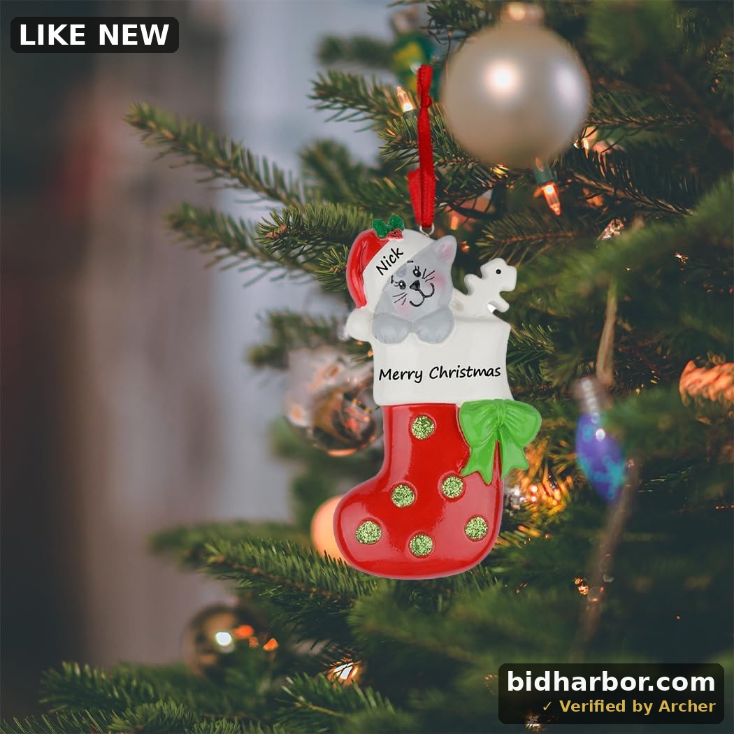2025 Personalized Cat Ornament - Kitty Stocking Christmas Tree Ornament - Cat Ornaments - Kitten's First Christmas - Custom Xmas Gifts for Pet Lovers, Cats Owners