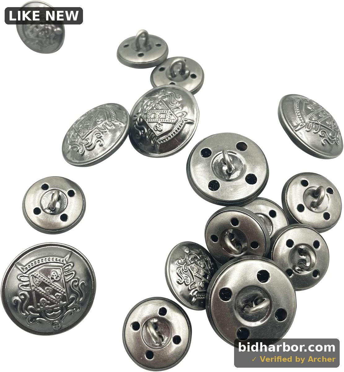 Pack 16 Blazer Button Set,15mm 20mm Antique Metal Clothes Button Replacement for Sewing Craft Gunblack PT451