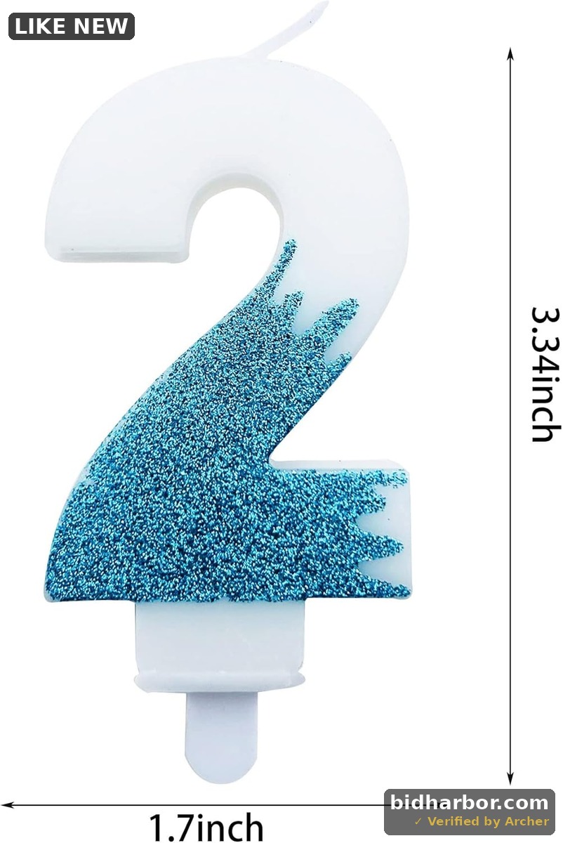 Glitter Blue Number 2 Candle,Birthday Cake Candle Sparkly for Kids,Adults,Birthday Party Anniversary Milestone