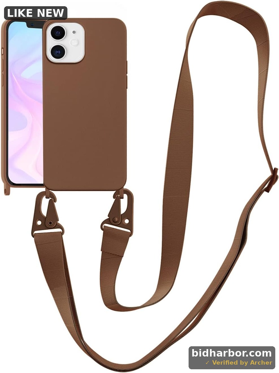 VooDirop Compatible with iPhone 12 Mini Case with Lanyard Crossbody iPhone Case with Strap Adjustable Shockproof Drop Protection Silicone Phone Cover for iPhone 12 Mini 5.4'' Brown