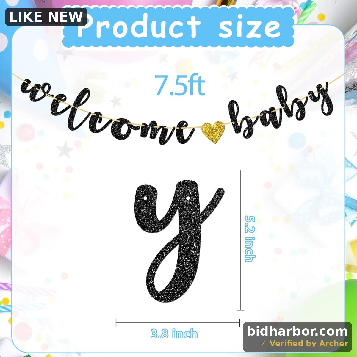 Halodete Welcome Baby Banner, Boy or Girl 1st Birthday Party, Baby Shower, Pregnancy Announcement Party Decorations Black Glitter