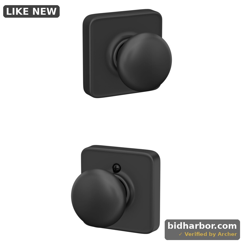 Schlage F10 PLY 622 LFL Plymouth Door Knob with Laflin Trim Hall & Closet Passage Lock Matte Black