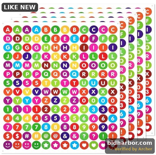 840 Small Alphabet Number Stickers, 5 Sheets 0.5 Inch Self-Adhesive Vinyl Letter Sticker Decals for Scrapbook, Greeting Card, Envelope, Water Bottles -True Colour