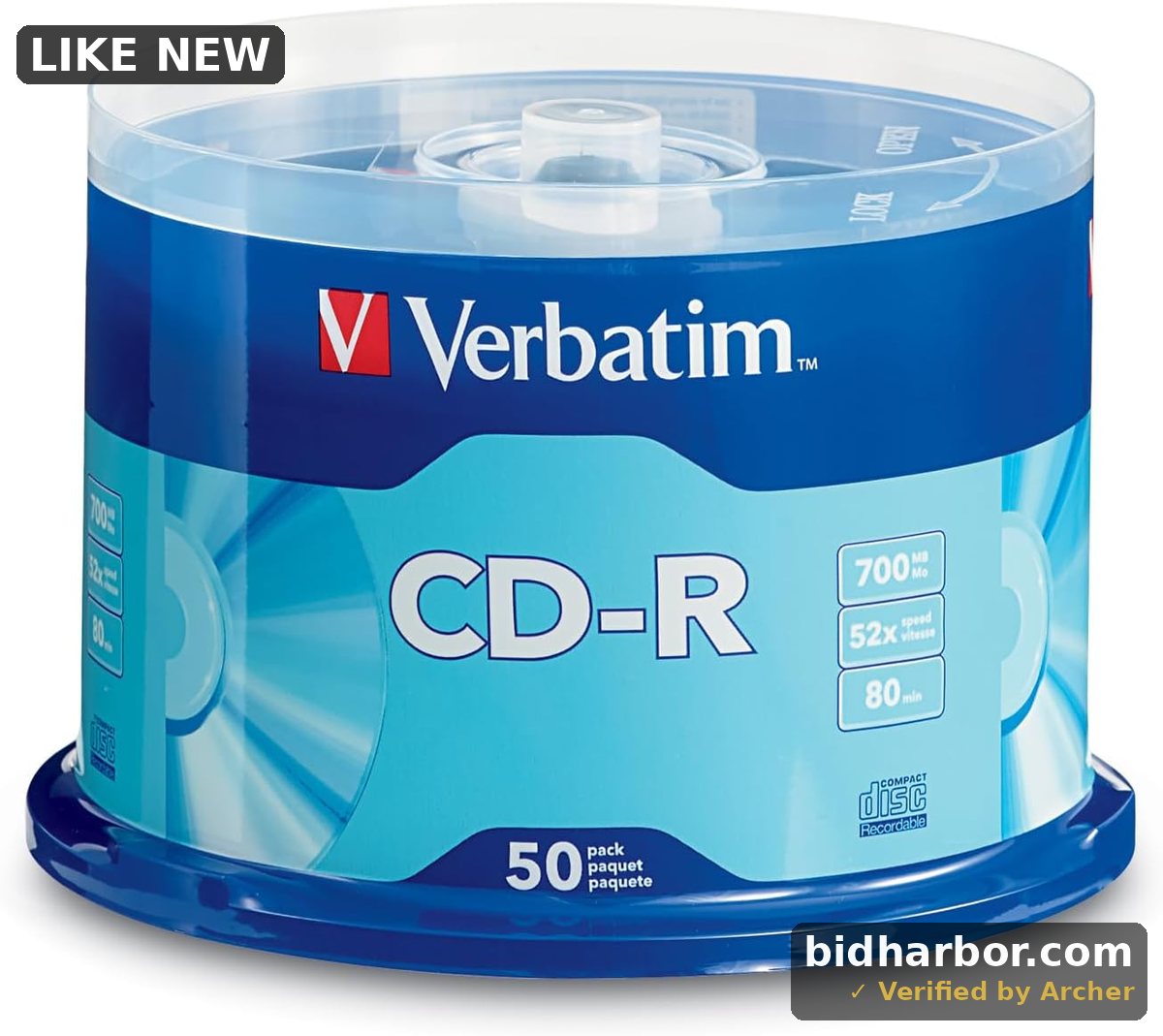 Verbatim CD-R Blank Discs 700MB 80 Minutes 52x Recordable Disc for Data and Music - 50 Pack Spindle,Silver - Pack of 50