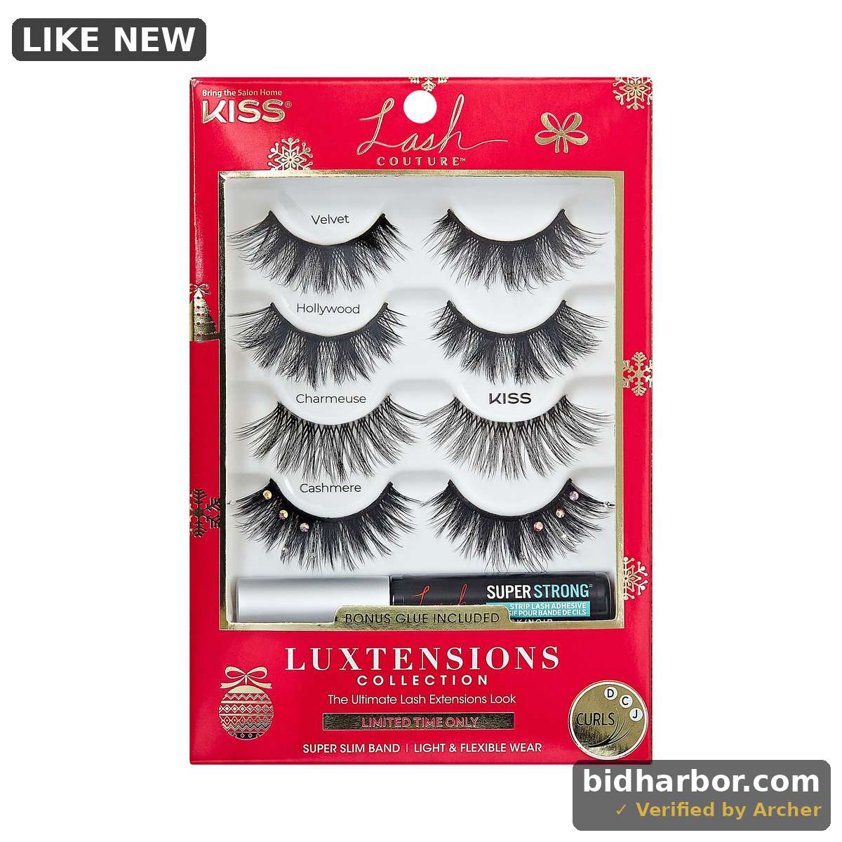 KISS Lash Couture LuXtensions Holiday Multipack Cashmere Jewel 4 Pairs & Black Lash Glue