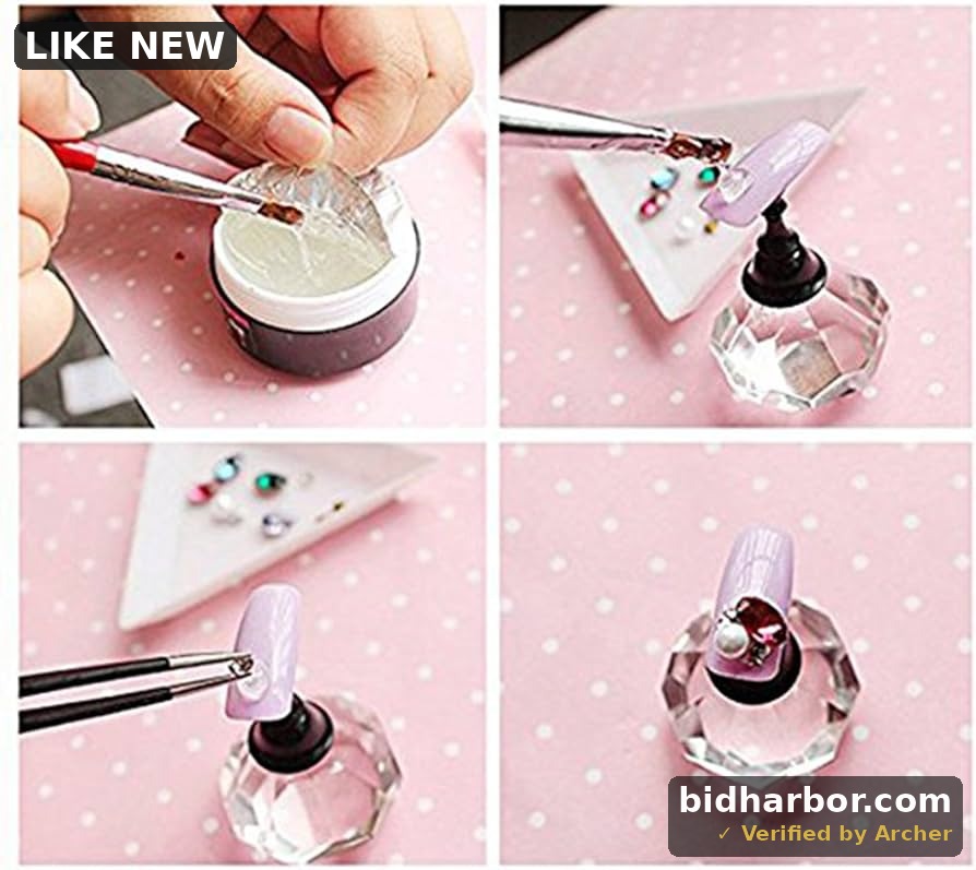 Nail Art Super Strong Rhinestone Builder Glue Soak Off UV Gel for Gem Stones Jewelry Diamond Beads 8ml 4 Boxes