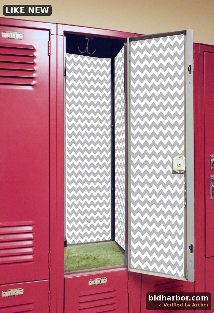 Deluxe School Locker Magnetic Wallpaper | Decorative | Magnetic Vinyl for Instant Update | Trimmable | Easy Install, Remove & Reuse | Set of 4 Sheets | Chevron Gray
