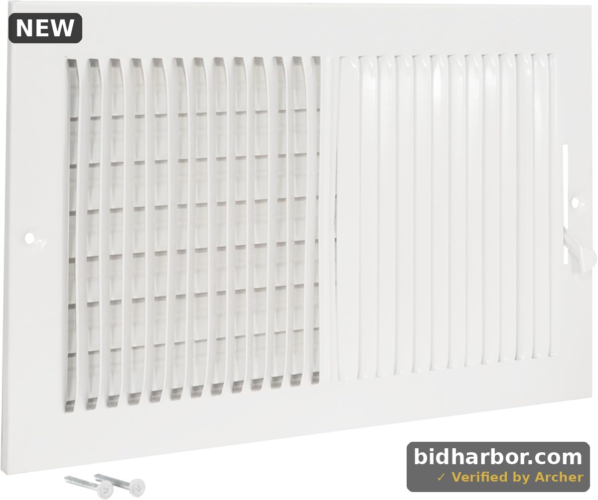 EZ-FLO 14 x 8 Inch (Duct Opening) Air Vent Cover for Wall or Ceiling, Two-Way Ventilation Register, Solid Steel HVAC Register Cover, White, 61662