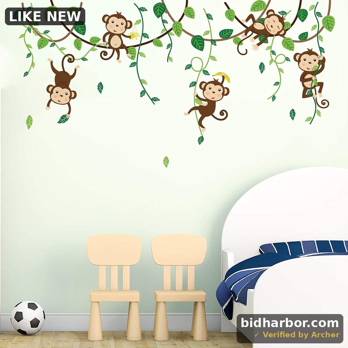 decalmile Monkey Climbing Tree Wall Decals Jungle Animals Wall Stickers Kids Room Baby Nursery Bedroom Wall Decor