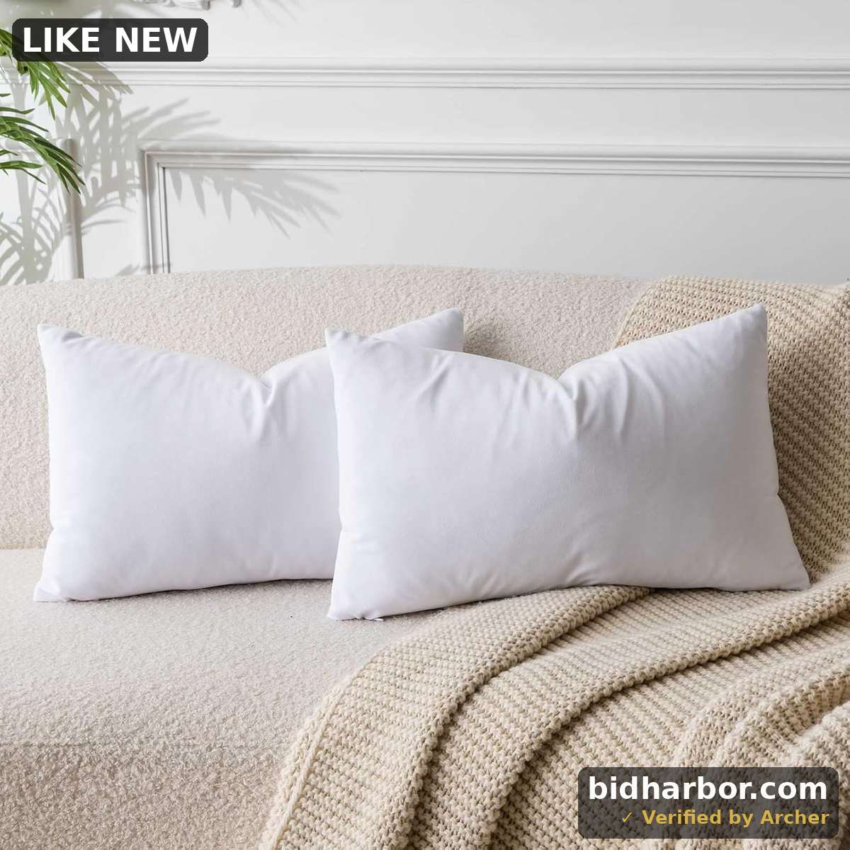 White Velvet Pillow Covers Set of 2 16x24 Inch Decorative Accent Lumbar Cushion Cases with Hidden Zipper for Home Sofa Living Room Decor Soft Durable
