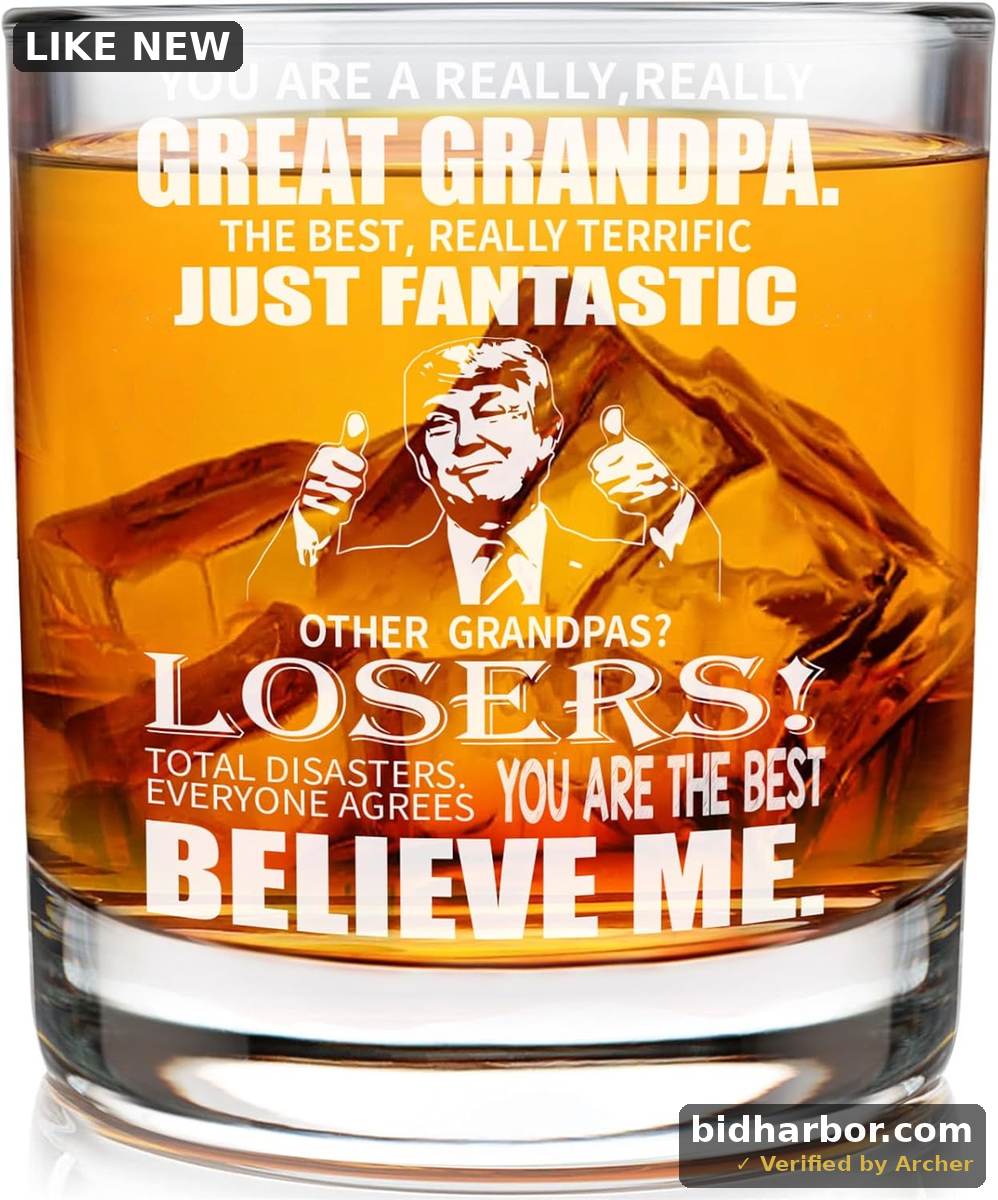 Grandpa Whisky Glass Birthday Gifts for Grandpa from Grandkids 11Oz Whisky Gift for Grandpas Fathers Day Drinking Glass Present for Grandfather from Granddaughter